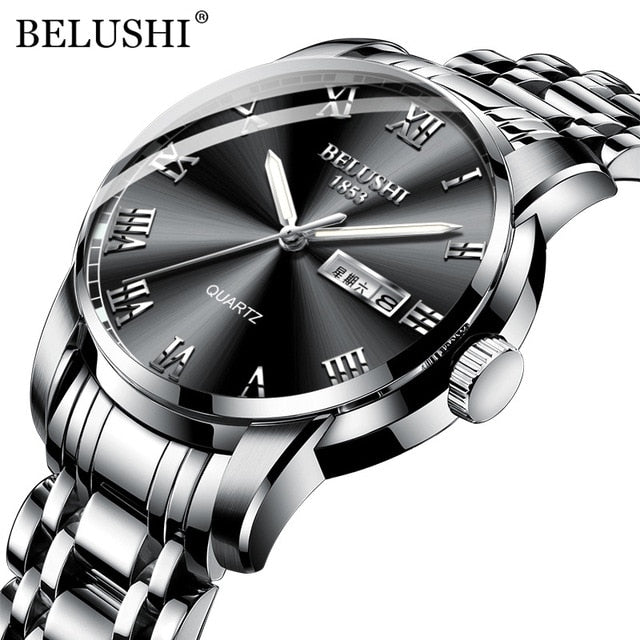 Luxury Men's Quartz Watch with Date Stainless Steel & Waterproof