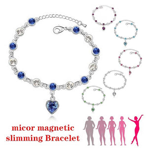 Stylish Magnetic Therapy Weight Loss Bracelet with 925 Silver & Blue Crystal  Burning Fat Health Jewelry