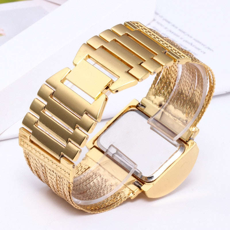 Super Creative & Luxury Ladies Wrist Watches with Gold Steel Strap & Waterproof