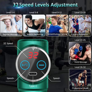 Super Comfort Designed Mini Electric 32-Speed Massage Gun with LCD Touch Screen