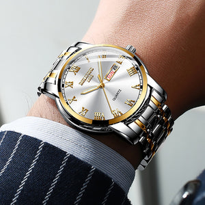 Luxury Men's Quartz Watch with Date Stainless Steel & Waterproof