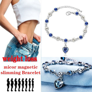 Stylish Magnetic Therapy Weight Loss Bracelet with 925 Silver & Blue Crystal  Burning Fat Health Jewelry