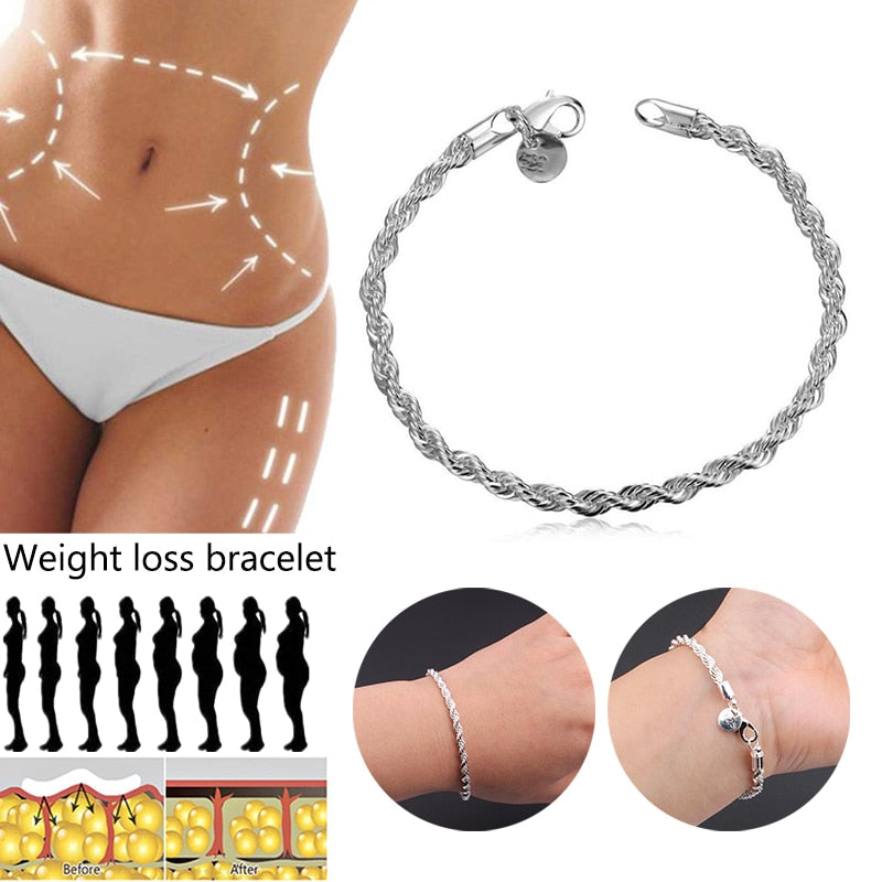 Stylish Magnetic Therapy Weight Loss Bracelet with 925 Silver & Blue Crystal  Burning Fat Health Jewelry