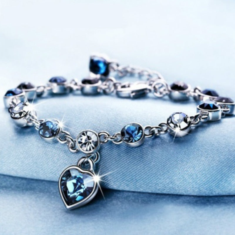 Stylish Magnetic Therapy Weight Loss Bracelet with 925 Silver & Blue Crystal  Burning Fat Health Jewelry