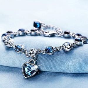 Stylish Magnetic Therapy Weight Loss Bracelet with 925 Silver & Blue Crystal  Burning Fat Health Jewelry
