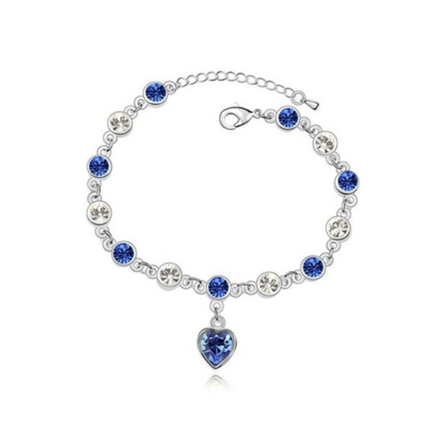 Stylish Magnetic Therapy Weight Loss Bracelet with 925 Silver & Blue Crystal  Burning Fat Health Jewelry