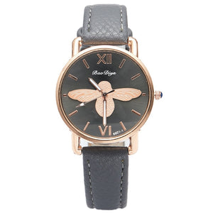 Simple Little Bee Design Women Watches with High Quality Leather Strap