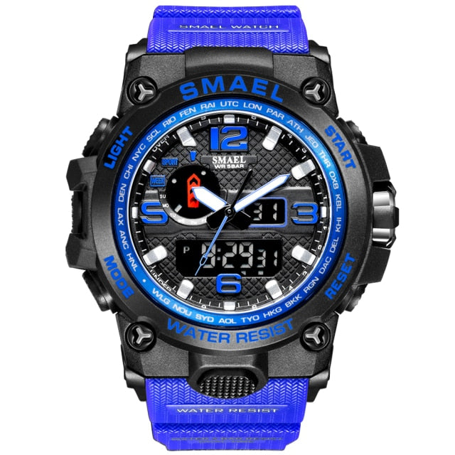 50m Waterproof Military Watches For Men with Clock Alarm & Dual Display