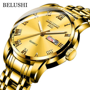 Luxury Men's Quartz Watch with Date Stainless Steel & Waterproof