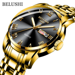 Luxury Men's Quartz Watch with Date Stainless Steel & Waterproof