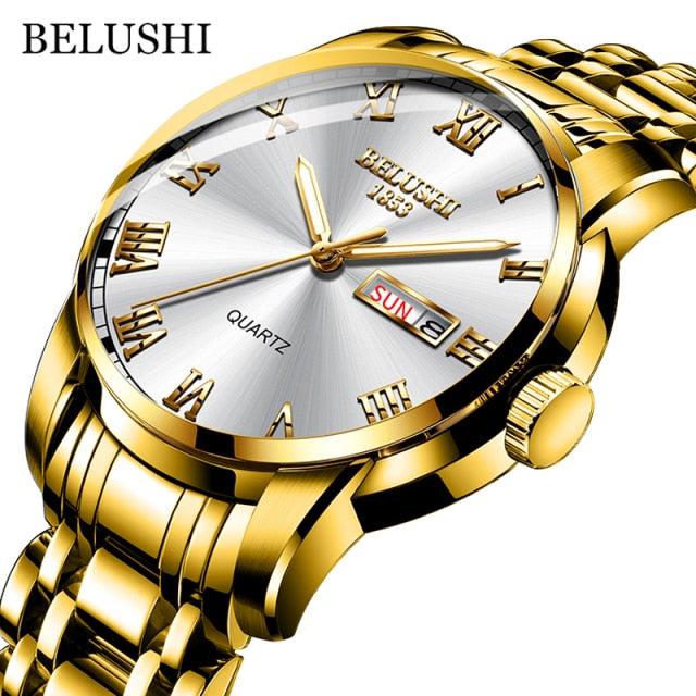 Luxury Men's Quartz Watch with Date Stainless Steel & Waterproof