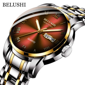 Luxury Men's Quartz Watch with Date Stainless Steel & Waterproof