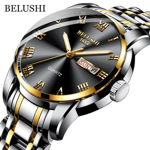 Luxury Men's Quartz Watch with Date Stainless Steel & Waterproof