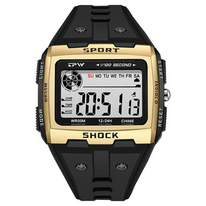 High Quality Men Digital Outdoor Sport Watch with Big Numbers Easy to Read 50 Meter Water Resistant