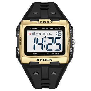 High Quality Men Digital Outdoor Sport Watch with Big Numbers Easy to Read 50 Meter Water Resistant
