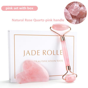 #1 Rated Natural Rose Quartz & Jade Gua Sha Facial Body Massager Tools for Beauty