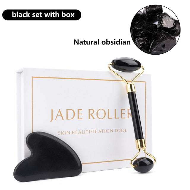 #1 Rated Natural Rose Quartz & Jade Gua Sha Facial Body Massager Tools for Beauty
