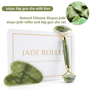 #1 Rated Natural Rose Quartz & Jade Gua Sha Facial Body Massager Tools for Beauty