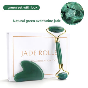 #1 Rated Natural Rose Quartz & Jade Gua Sha Facial Body Massager Tools for Beauty