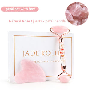 #1 Rated Natural Rose Quartz & Jade Gua Sha Facial Body Massager Tools for Beauty