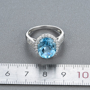 Gorgeous Sky blue topaz natural gemstone ring with 925 sterling silver classic design for women Dream gifts