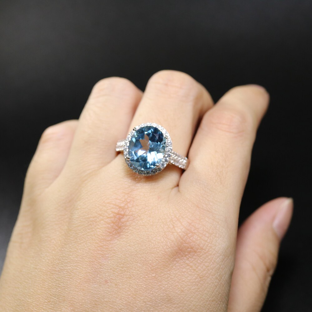 Gorgeous Sky blue topaz natural gemstone ring with 925 sterling silver classic design for women Dream gifts